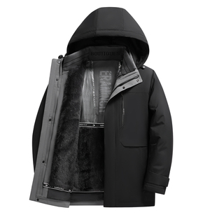 皮尔卡丹鹅绒羽绒服男冬季2025新款加绒加厚可拆卸内胆中老年外套