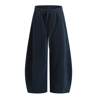 GOOZI MADE藏青色卫裤男春季cleanfit阔腿垂感裤子运动直筒休闲裤