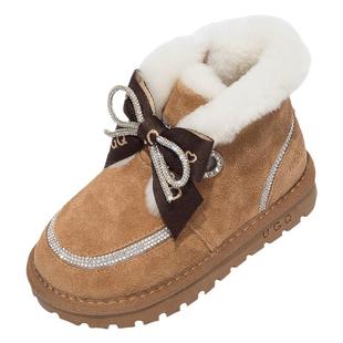 女童鞋加绒棉鞋公主鞋2025冬季新款防滑雪地靴儿童宝宝面包鞋保暖