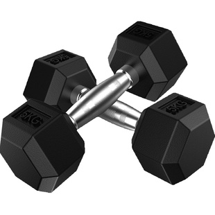 六角哑铃男士家用健身房包铁哑铃2.5-50公斤包胶铸铁哑铃练臂肌