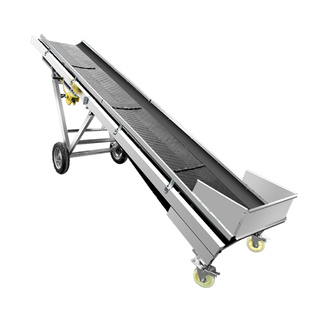 传送带小型折叠式爬坡料斗流水线皮带输送机装车卸货家用人字腿