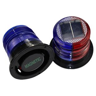 太阳能警示灯爆闪车载红蓝闪吸顶施工夜间频闪障碍灯塔吊船用信号