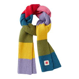 soyo舍予良仓彩虹保暖儿童围巾冬季新款加长加厚男童围脖女童脖套