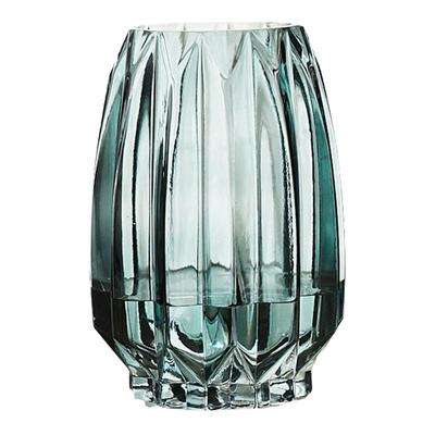 简约竖棱玻璃花瓶透明百合花