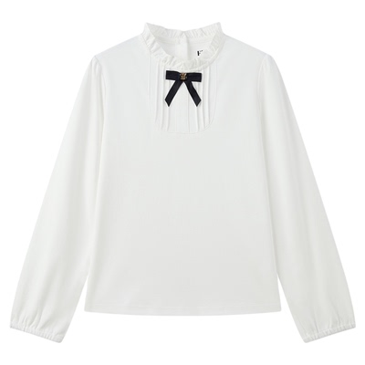 elandkids女童蝴蝶结长袖T恤