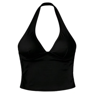 V-neck halter sexy halter top女士挂脖V领显胸吊带性感露背上衣