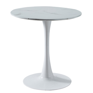 北欧简约休闲白色烤漆咖啡桌奶茶洽谈接待桌子郁金香阳台小圆桌椅