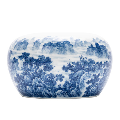 手绘庐山谣山水中式笔洗三余作器