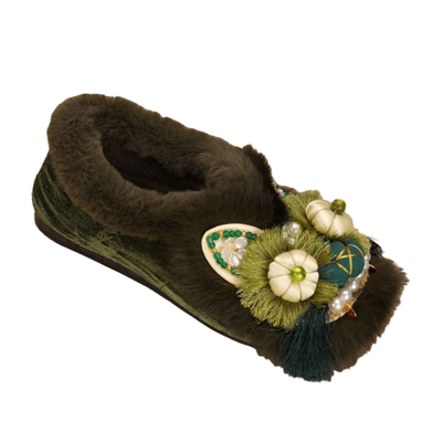 新中式绣花虎头女鞋软底绿色