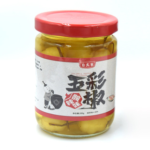五彩椒泡椒广西特产七彩椒酱香酸辣味小米辣瓶装下饭菜七彩泡辣椒