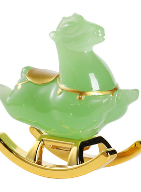 玉石马摆件国潮设计招财寓意