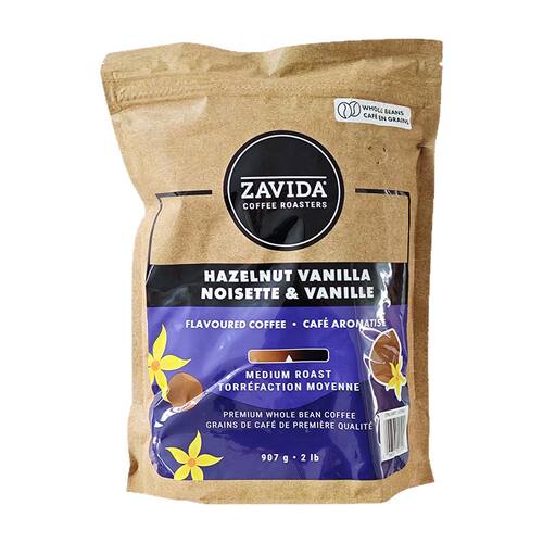 加拿大进口Zavida榛子香草味咖啡豆中度烘焙阿拉比卡青蛙豆907g
