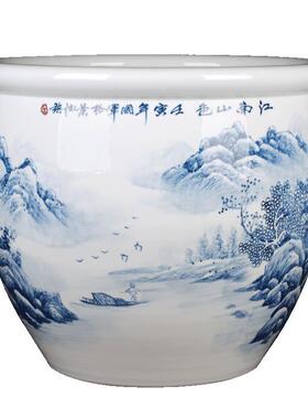 翔凌陶瓷鱼缸书画筒中式
