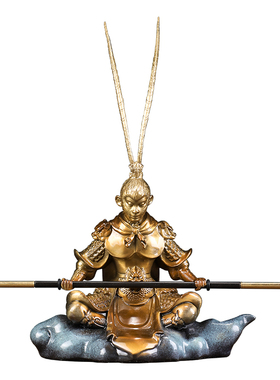 中控台黄铜车载悟空摆件中式