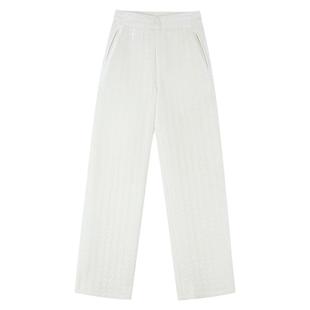 PAPERLLL辛间加厚侧拉链开衩绞花直筒裤女休闲居家高腰阔腿长裤