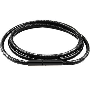 黑色皮绳项链绳黑色蜡绳男士女金吊坠翡翠玉吊坠绳挂坠绳子水晶