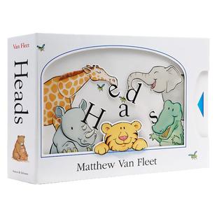 Heads 抽拉机关操作书游戏书 matthew van fleet 进口英文原版绘本 精装大开翻翻书纸板玩具书儿童趣味启蒙认知系列英语图画书