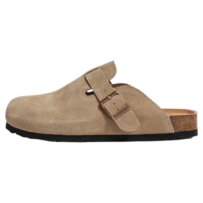 勃肯鞋包头半拖鞋男女2025秋冬加绒防滑一脚蹬增高情侣款勃肯鞋女