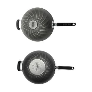 华邦黑旋风老铁锅平底圆底铸铁锅无涂层传统家用炒菜锅燃气灶锅具