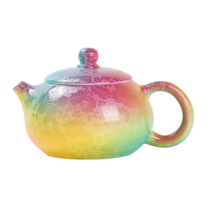 景德镇陶瓷双色扒花泡茶壶