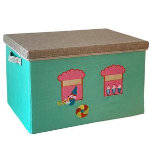 儿童可水洗带盖无异味美式卡通收纳箱衣服宿舍储物箱车载收纳盒大