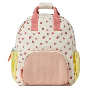 草莓印花拼接色儿童双肩包2026新款幼儿园女童生日礼物可爱小书包