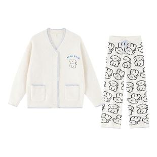 半边绒睡衣女款2026新款冬高级感厚珊瑚绒家居服冬季加绒加厚秋冬