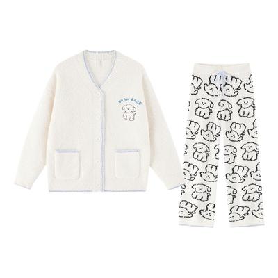 BE半边绒线条狗新品睡衣女冬