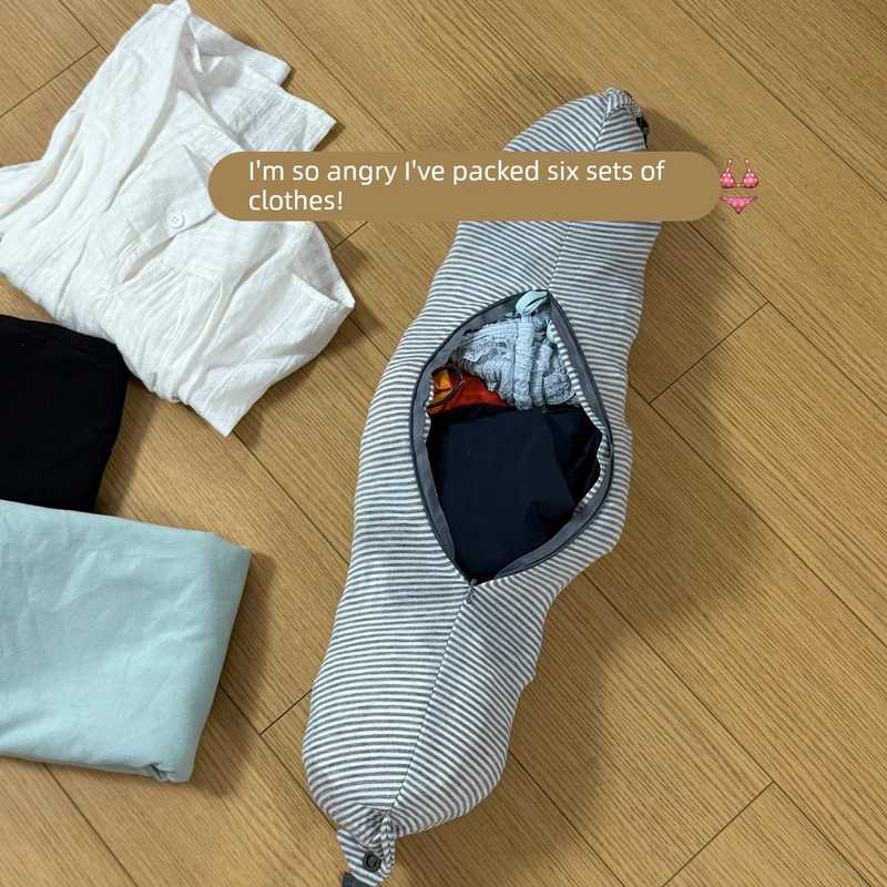 【廉航神器】塞衣服u型枕旅行便携长途飞机便携收纳u型枕空袋子