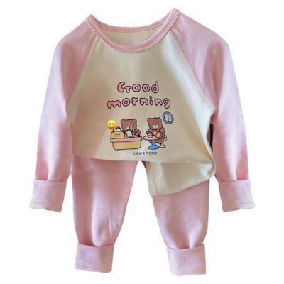 秋冬女童纯棉磨毛无骨舒绒家居服