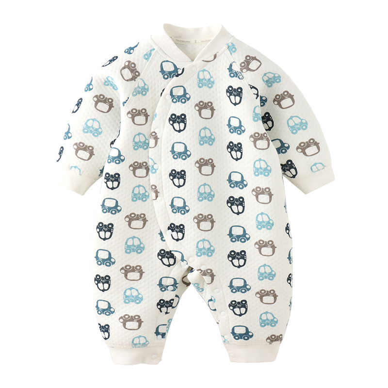 modomoma礼寓婴儿衣服秋装空气层保暖连体衣男女宝宝初生爬爬服