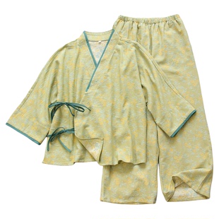 高品质改良汉服套装纯棉提花纱布国风家居服交领春夏薄款睡衣宽松