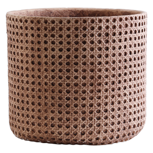 仿竹编北欧镁泥大号花盆氧化镁草编篮落地家居绿植柠檬树花卉带托