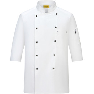 酒店高端厨师工作服长袖白色纯棉蛋糕烘焙西餐饮烹饪食堂秋冬定制