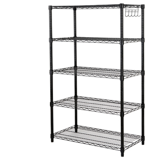 置物架落地厨房收纳架黑色网格金属架子储物架花架多功能阳台货架