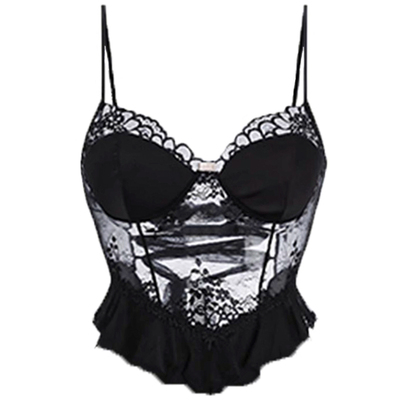 蕾丝带胸垫美背吊带背心女