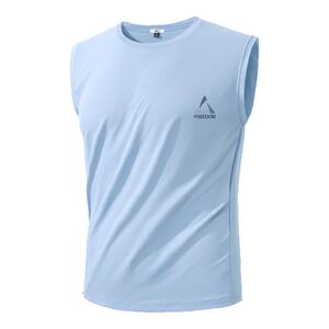 回力男士背心速干运动透气上衣男款夏薄款蓝色网眼圆领无袖t恤男D