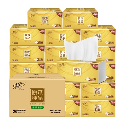 清风4层加厚抽纸110抽*20包