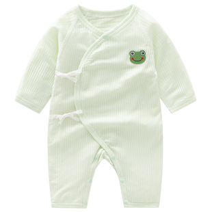 婴儿莫代尔连体衣夏季轻薄爽滑新生儿空调服男女宝宝绑带爬服0-3