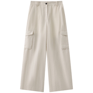 Marc O'Polo/MOP2025夏季新款简约宽松直筒工装亚麻休闲长裤子女