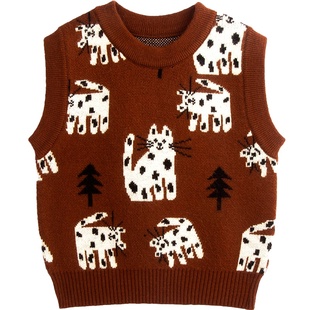 儿童羊绒衫背心毛衣宝宝针织坎肩秋冬2025新款羊毛男童毛衣马甲厚