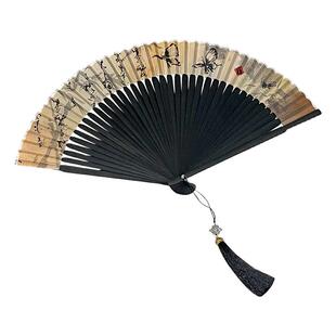 高颜值小扇子古风折扇新中式国风汉服旗袍马面裙便携折叠竹扇夏天