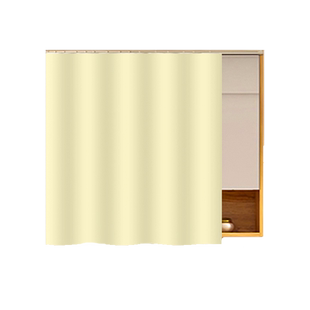 纯色梳妆台镜子遮挡帘免打孔卫生间柜子防水防尘布帘衣柜遮丑帘子