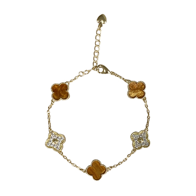 nicedream棕咖贝壳四叶草手链