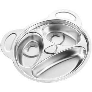 儿童304不锈钢宝宝餐盘家用分格饭盘防摔可爱卡通餐具套装幼儿园