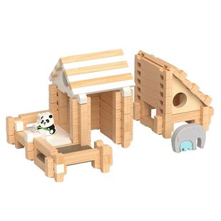 鲁班榫卯积木拼搭建筑师房子儿童益智力礼物亲子早教木制玩具礼物