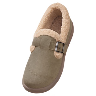 豆豆鞋女冬加绒保暖新款妈妈棉鞋防滑加厚雪地靴一脚蹬老北京布鞋