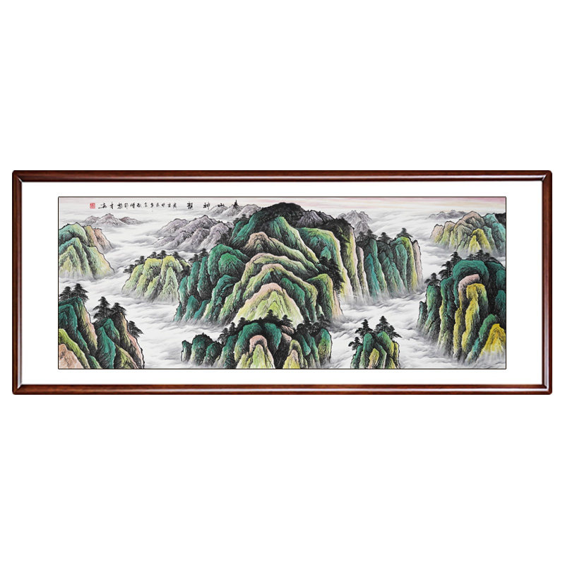 泰山神韵手绘山水画客厅挂画靠山图西墙办公室有山无水装饰画国画