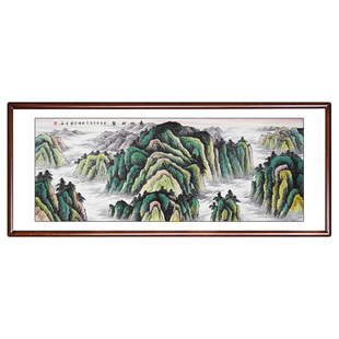 泰山神韵手绘山水画客厅挂画靠山图西墙办公室有山无水装饰画国画