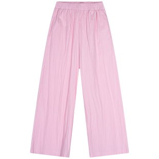 今屿花花裤子女夏季薄款2025新款防晒裤粉色高腰宽松阔腿裤休闲裤